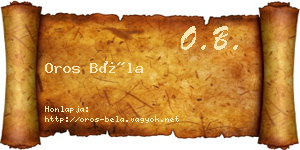 Oros Béla névjegykártya